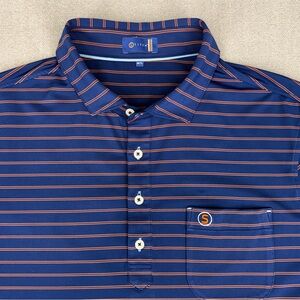 Stitch Golf Polo Shirt Mens M/L Blue Orange Stripe Performance Stretch Travel